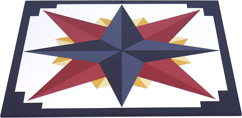 Hand-Painted Barn Quilt, Mariner's Compass Golden Abyss Design