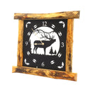 Large Rustic Wall Clock with 16" Analog Display, Pine Log Frame, Metal Wildlife Art Clock Face by AmishToyBox.com