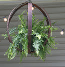 Rustic Hanging Plant Holder, Made with Reclaimed Whiskey Barrel Rings