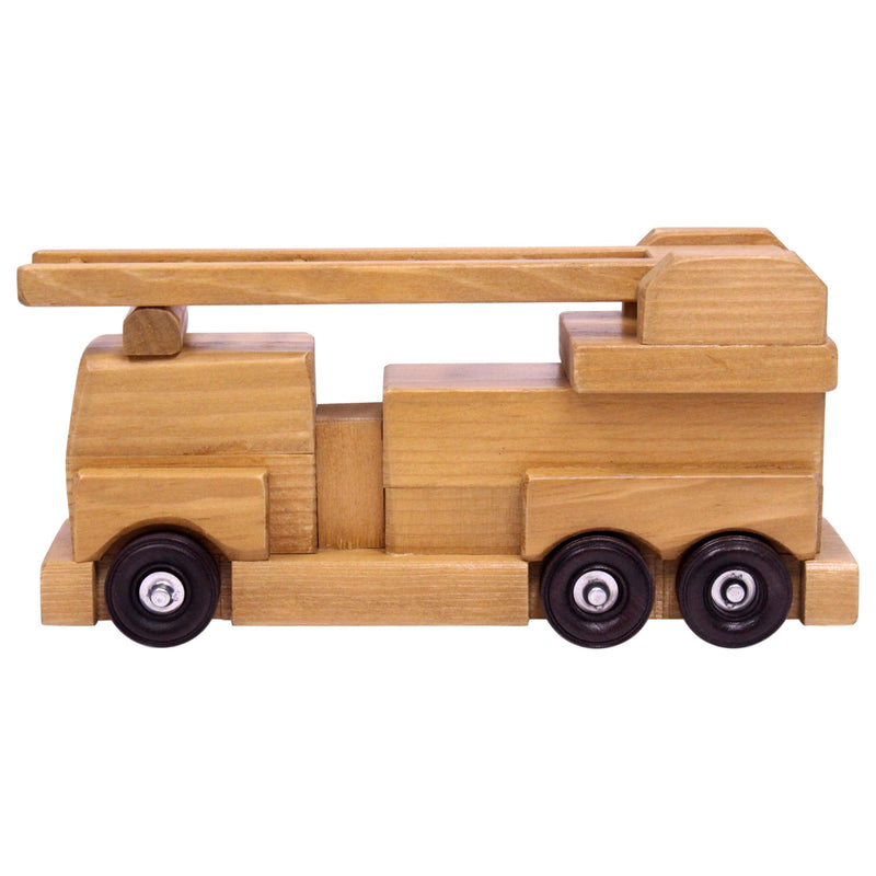 Amish-Crafted Wooden Ladder Fire Truck Toy, Child-Safe Finish