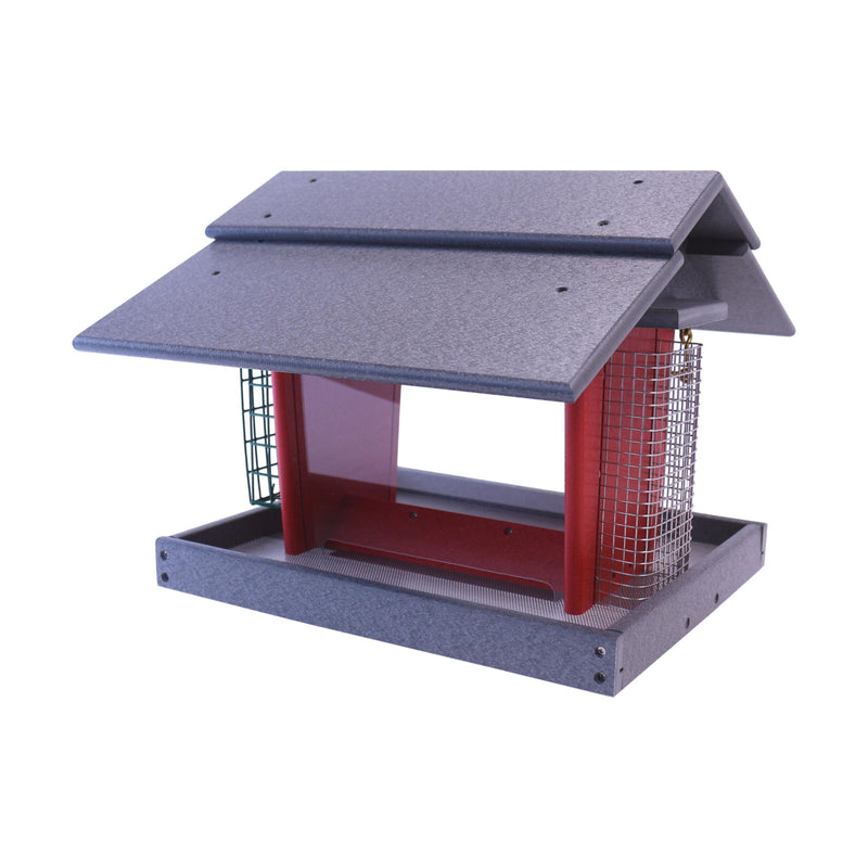 Classic Bird Feeder with Suet Holder and Peanut Feeder, Eco-Friendly Poly Lumber, Post-Mount