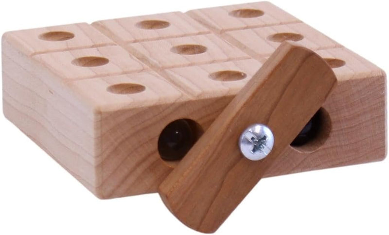 Amish-Made Wooden Travel Tic Tac Toe Game With Glass Marbles