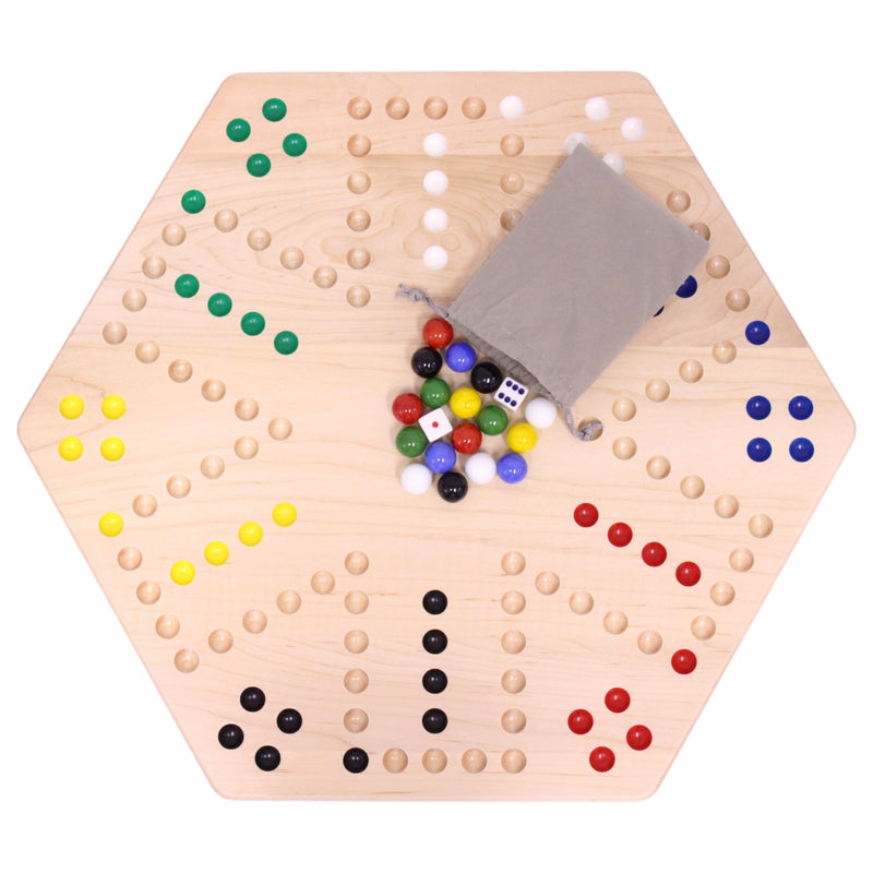 Aggravation Wahoo Marble Board Game, Double-Sided, Hand Painted