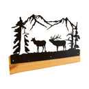 Rustic Coat Rack With 3 Hooks - Pine Wood Coat Hanger with Wilderness Metal Art Silhouette