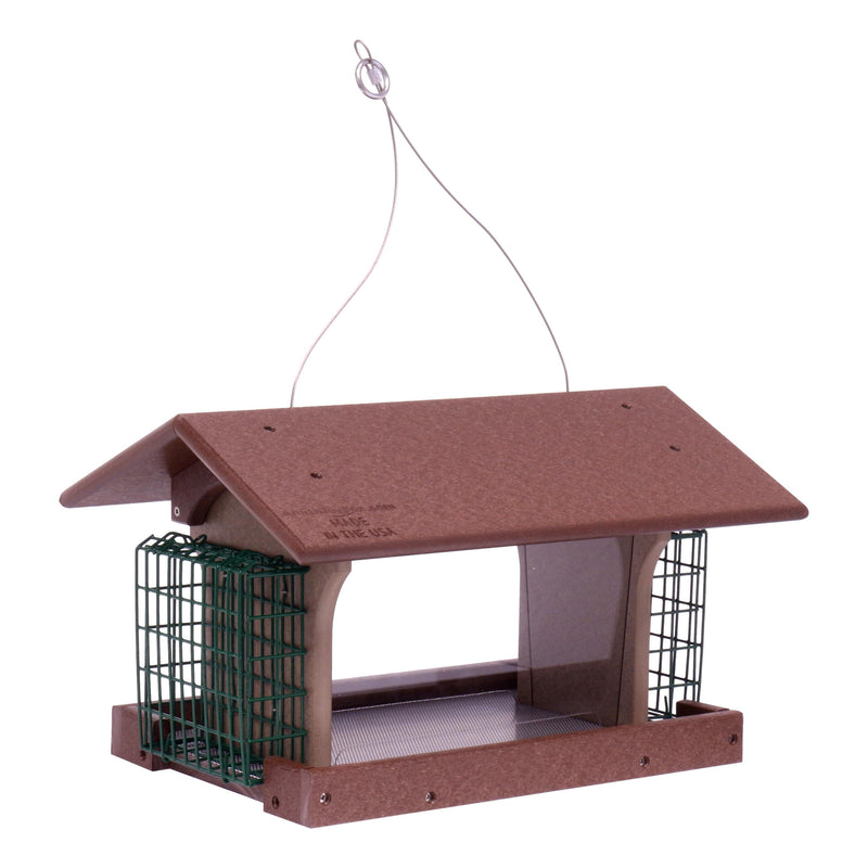 Amish-Made Deluxe Bird Feeder with Suet Holder, Made With Poly Lumber