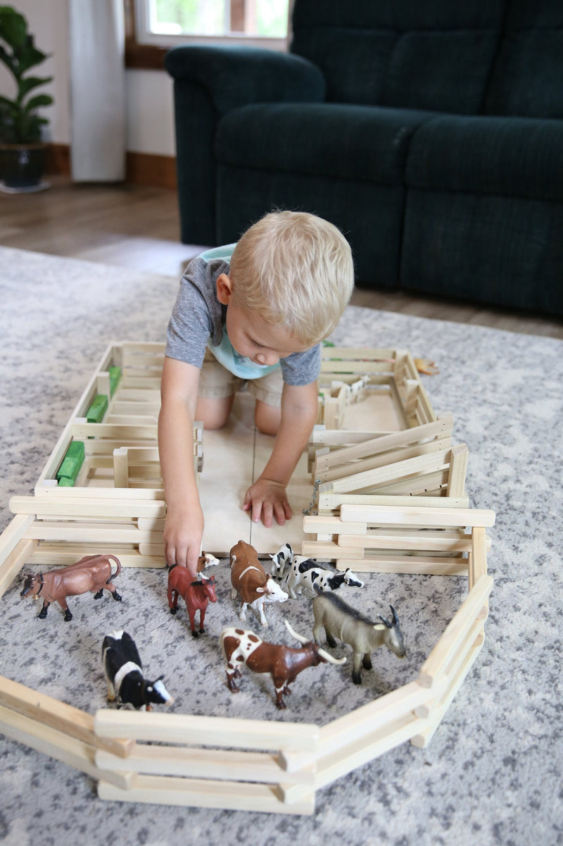 Wooden Folding Corral Fence Toy, 68" Long, Amish-Made Quality