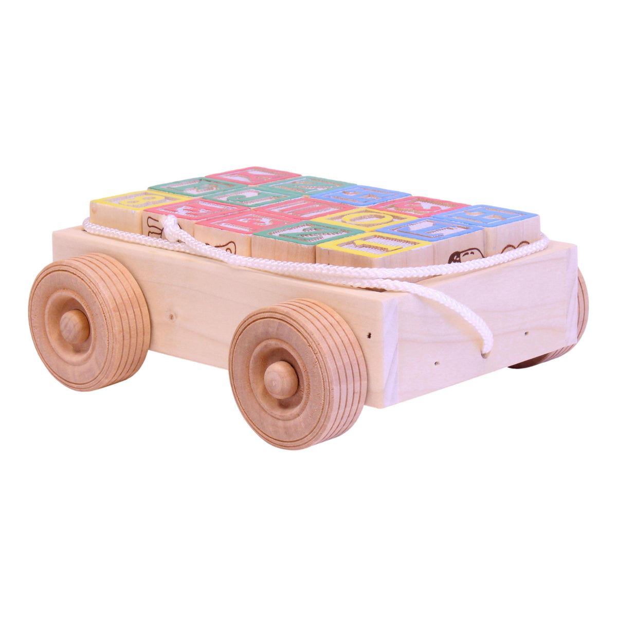 Amish-Made Wooden ABC Block Toddler Pull-String Wagon Toy, photo 4 of 7
