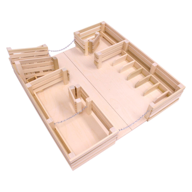 Amish-Made Wooden Folding Stock Yard Farm Toy, Unfinished