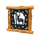 Large Rustic Wall Clock with 16" Analog Display, Pine Log Frame, Metal Wildlife Art Clock Face by AmishToyBox.com