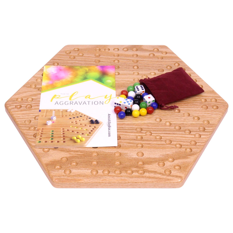 Solid Oak 16" Wide Aggravation Game, Unpainted Holes