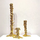 GobekUsa Golden Candlestick Holder Resin Plated Melt Shape for Wedding & Home Decor
