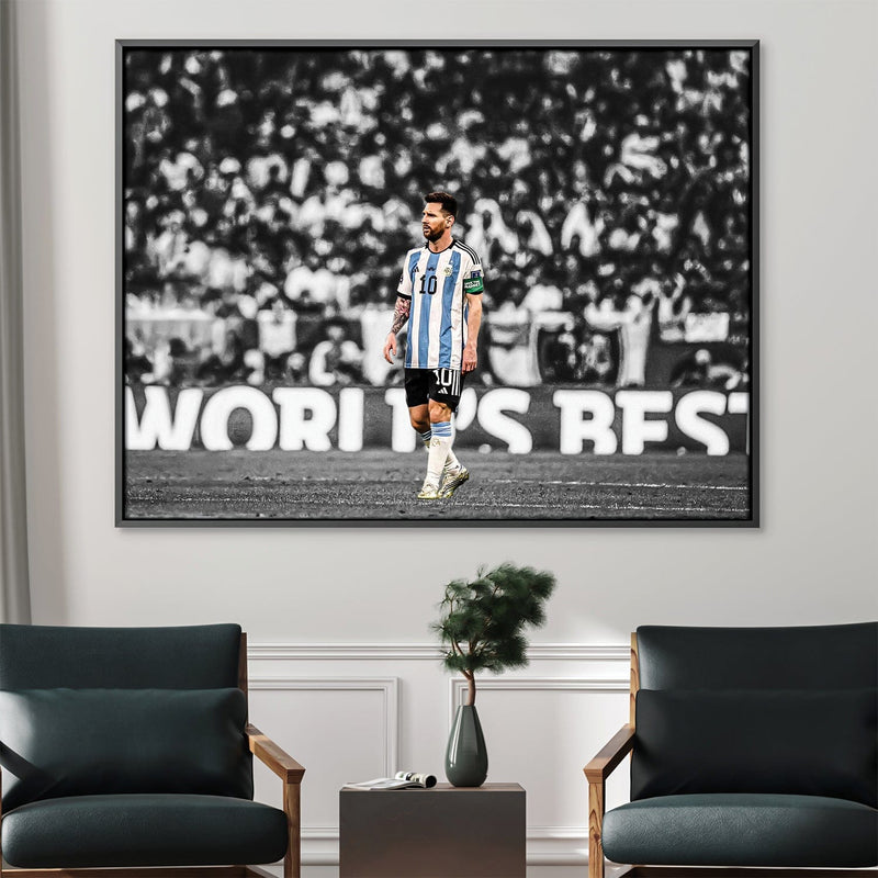 Messi Black And White Canvas