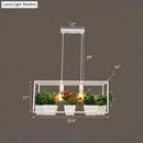 GobekUsa Metal 2-Head Rectangle Pendant Light Fixture for Restaurants with Hanging Artificial Bonsai