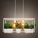 GobekUsa Metal 2-Head Rectangle Pendant Light Fixture for Restaurants with Hanging Artificial Bonsai