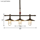 GobekUsa Metal 3-Light Linear Pendant for Island with Coastal Caged Design