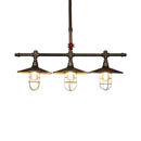 GobekUsa Metal 3-Light Linear Pendant for Island with Coastal Caged Design