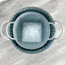 Whitewashed Woven Metal Baskets, Set of 2 by Decor Steals