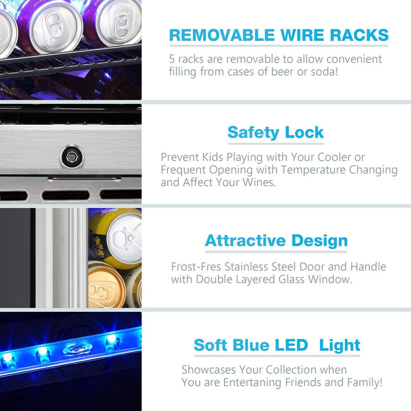 15 Inch Built-in Mini Fridge Beverage Refrigerator W5174C