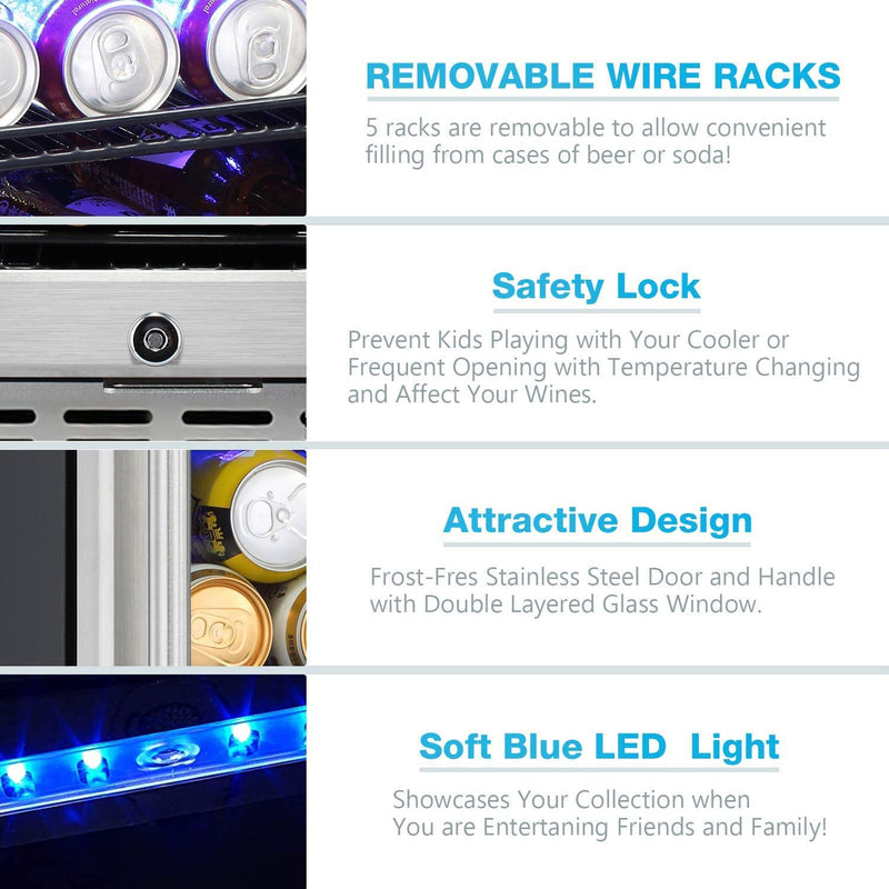 15 Inch Built-in Mini Fridge Beverage Refrigerator W5174C