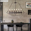 GobekUsa Metal Black Island Lighting: Exposed Bulb 6-Light Ceiling Pendant for Dining Room - Classical Design