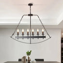 GobekUsa Metal Black Island Lighting: Exposed Bulb 6-Light Ceiling Pendant for Dining Room - Classical Design