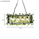 GobekUsa Metal Island Pendant - Antique Black Rectangle with LED Down Lighting and Plant Decor