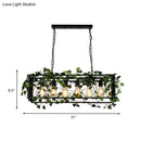 GobekUsa 6-Head Metal Island Pendant - Antique Black Rectangular LED Down Lighting for Restaurants with Plant Decor
