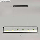 GobekUsa Metal LED Hanging Light for Restaurants: Artistic Rectangle Island Lamp with Imitation Succulents Deco