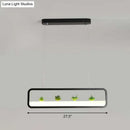 GobekUsa Metal LED Hanging Light for Restaurants: Artistic Rectangle Island Lamp with Imitation Succulents Deco