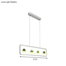 GobekUsa Metal LED Hanging Light for Restaurants: Artistic Rectangle Island Lamp with Imitation Succulents Deco