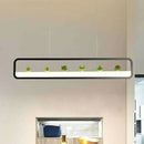 GobekUsa Metal LED Hanging Light for Restaurants: Artistic Rectangle Island Lamp with Imitation Succulents Deco
