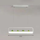 GobekUsa Metal LED Hanging Light for Restaurants: Artistic Rectangle Island Lamp with Imitation Succulents Deco