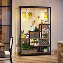 GobekUsa 5-Tier Tall Metal Plant Stand with Hanging Hooks