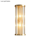 GobekUsa Metal Sconce Lighting: Modern Stylish 2-Light Cylinder Wall Fixture in Gold with Crystal Pipe