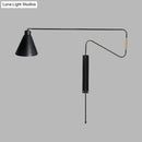 GobekUsa Metal Wall Lamp with Long Curved Arm & Rotatable Cone Shade - Antique Coffee/Black/Gold Finish - Ideal for Living Room