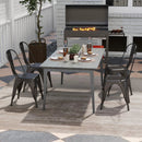 Metal Dining Chairs Set of 4 with Removable Backrest for Dining Room Restaurant Living Room by LJGDeals