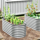 5 x 3 x 2 Feet Metal Oval Raised Garden Bed with Open Bottom Design-Silver by DirectDeals