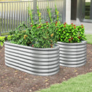 5 x 3 x 2 Feet Metal Oval Raised Garden Bed with Open Bottom Design-Silver by DirectDeals