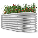 5 x 3 x 2 Feet Metal Oval Raised Garden Bed with Open Bottom Design-Silver by DirectDeals