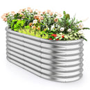 5 x 3 x 2 Feet Metal Oval Raised Garden Bed with Open Bottom Design-Silver by DirectDeals