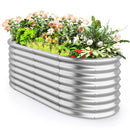 5 x 3 x 2 Feet Metal Oval Raised Garden Bed with Open Bottom Design-Silver by LJGDeals