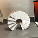 GobekUsa Geometric Ceramic Fan Ornament Sculpture for Home Decor