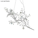 GobekUsa Situla - Metallic Metallic Thin Branch Chandelier with Crystal Bead 10 Lights Romantic Suspension Light for Boutique
