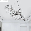 GobekUsa Situla - Metallic Metallic Thin Branch Chandelier with Crystal Bead 10 Lights Romantic Suspension Light for Boutique