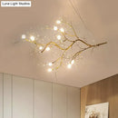 GobekUsa Situla - Metallic Metallic Thin Branch Chandelier with Crystal Bead 10 Lights Romantic Suspension Light for Boutique