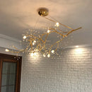 GobekUsa Situla - Metallic Metallic Thin Branch Chandelier with Crystal Bead 10 Lights Romantic Suspension Light for Boutique