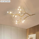GobekUsa Situla - Metallic Metallic Thin Branch Chandelier with Crystal Bead 10 Lights Romantic Suspension Light for Boutique