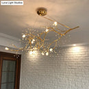 GobekUsa Situla - Metallic Metallic Thin Branch Chandelier with Crystal Bead 10 Lights Romantic Suspension Light for Boutique