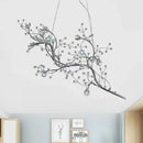 GobekUsa Situla - Metallic Metallic Thin Branch Chandelier with Crystal Bead 10 Lights Romantic Suspension Light for Boutique