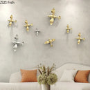Metallic gold & silver pigeon wall ornaments living room dove statue by Decorbites